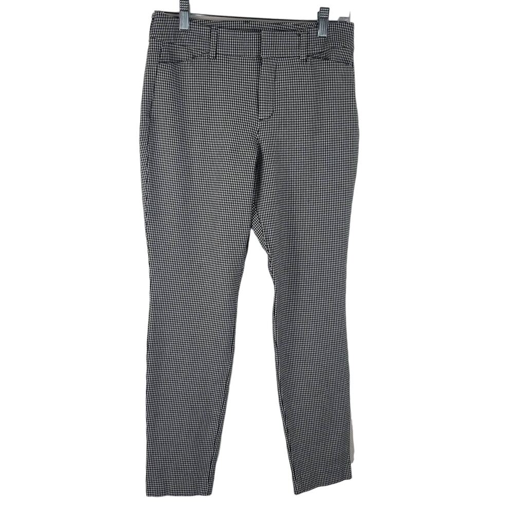 Old Navy White Black Gingham High Rise Pixie Business Casual Pants 6 Petite